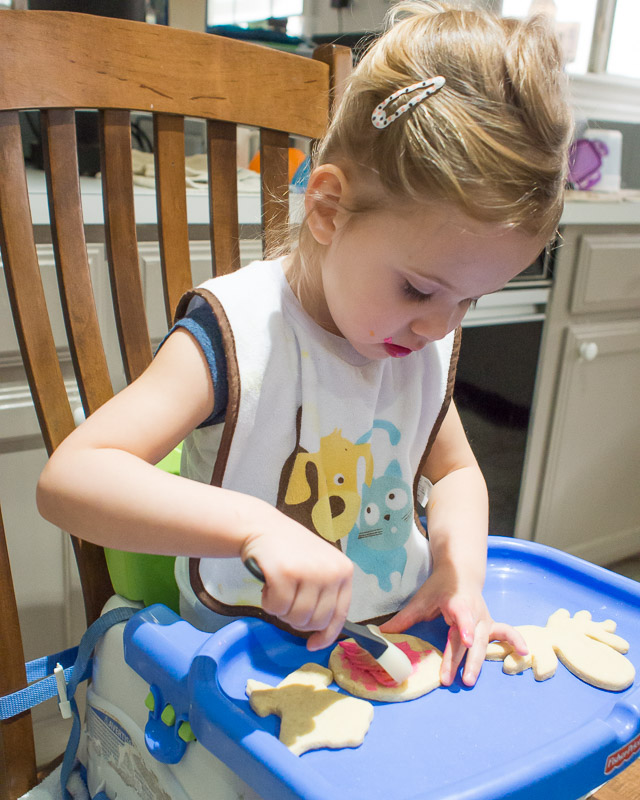 Applying icing with a silicon brush.