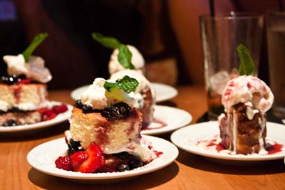 bread pudding and berry short cake