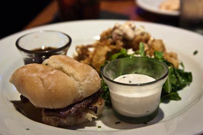 sliders with calamari in the background