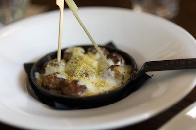 veal meatballs gremolata at second bar