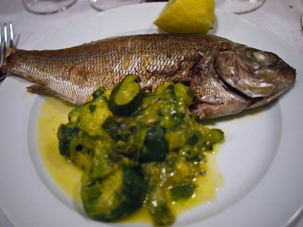 sea bream and courgettes