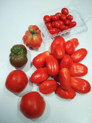 tomatoes: paste, slicing, cherry, and heirloom